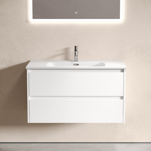 Тумба под раковину Sancos Libra LB90W 89х45х50 подвесная цвет белый - фото 4